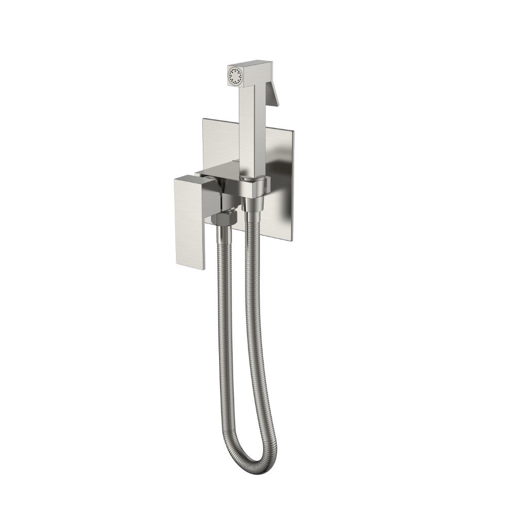 Изображение к товару Гигиенический душ BOHEME Qubic со смесителем brushed nickel 477-NB